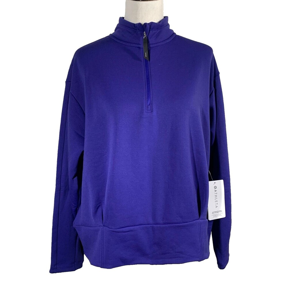 NWT Athleta Altitude Polartec Half Zip Fleece Sweatshirt 1X Noble Blue